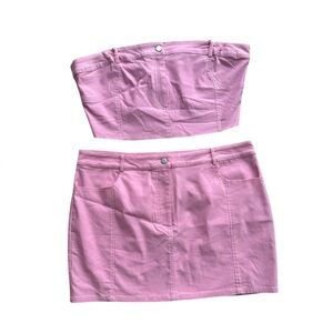VDC10 Pink Stretchy two-piece skirt and top size 1X